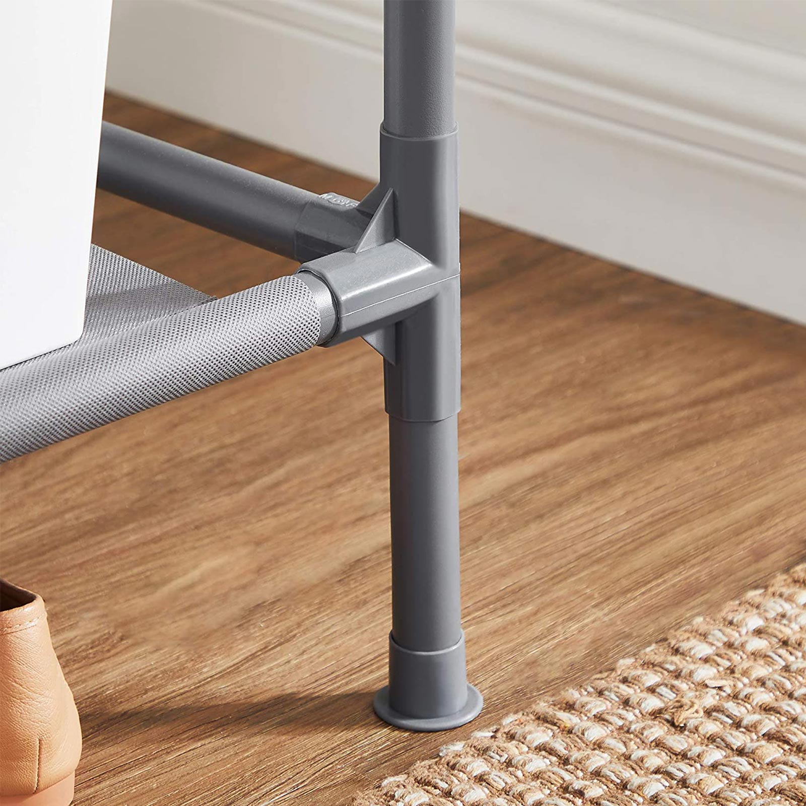 Clothes Rack - Metal - Grey - 2 Hanging Rails and 2 Storage Shelves