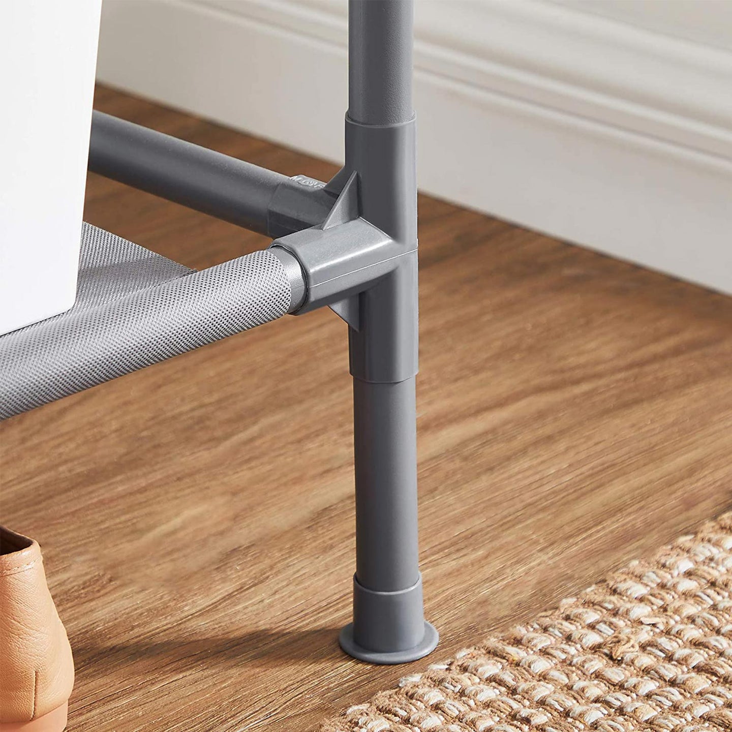 Clothes Rack - Metal - Grey - 2 Hanging Rails and 2 Storage Shelves