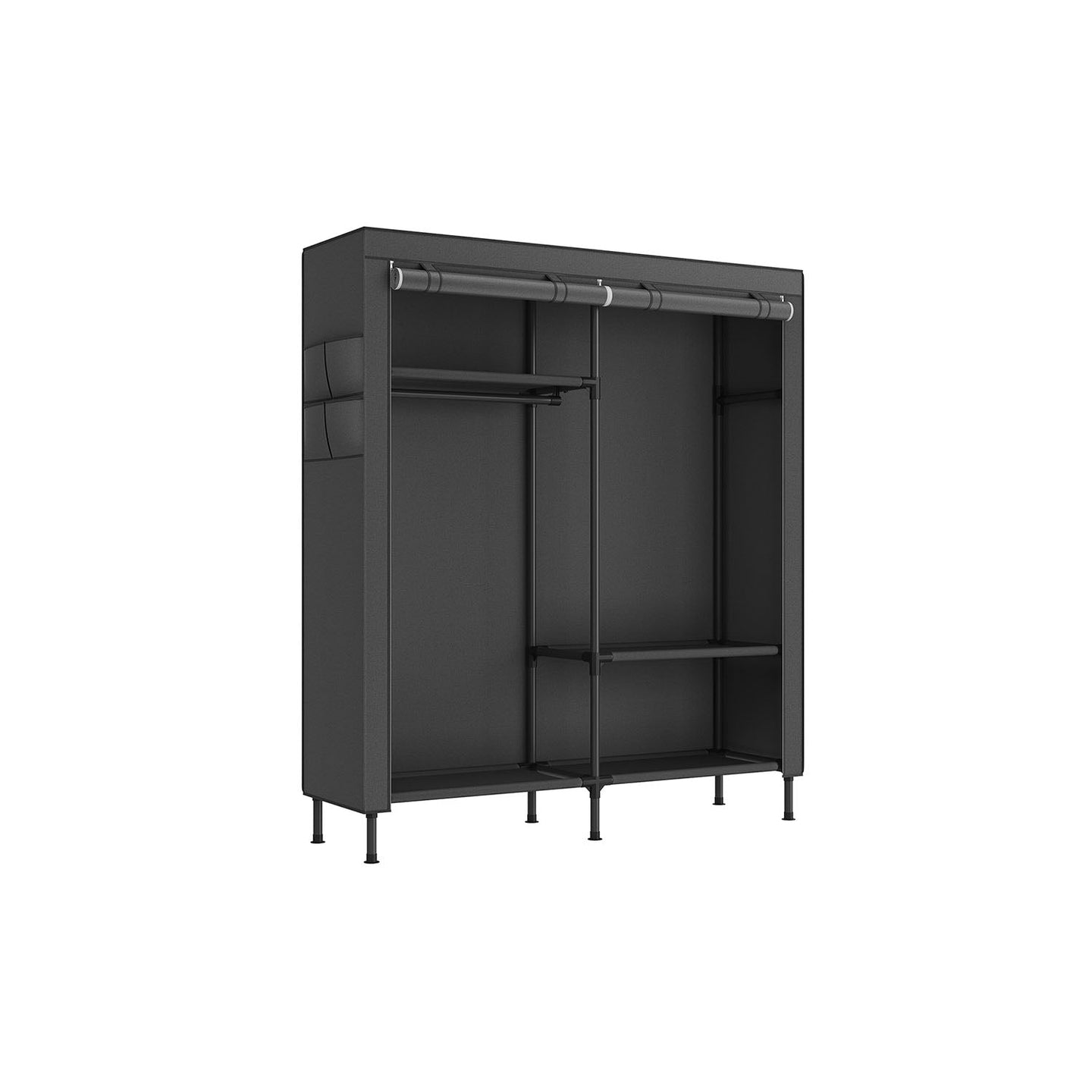 Portable Fabric Wardrobe - Steel Frame - Black - 110 kg Capacity