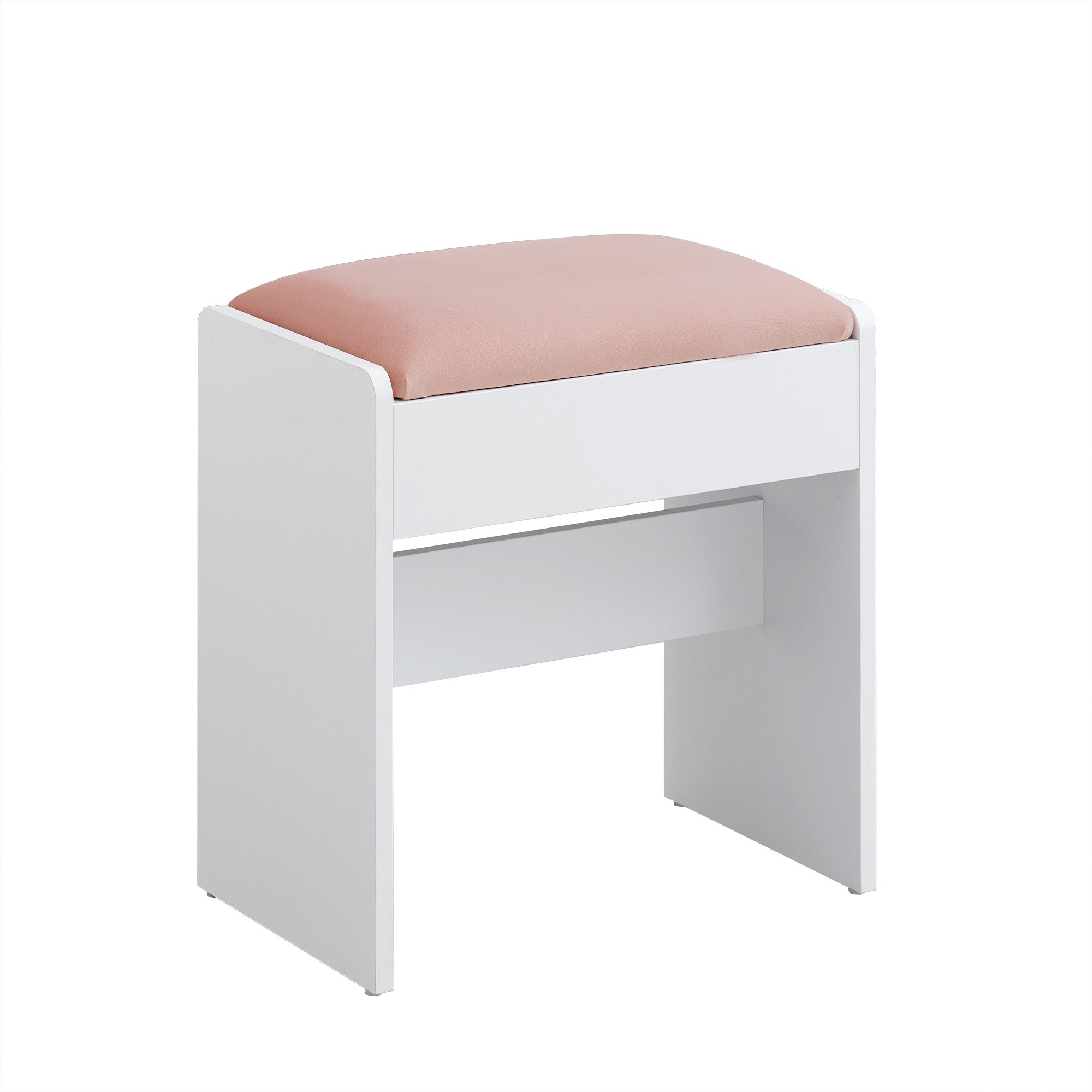 Makeup Stool - Velvet - Matte White - Upholstered with Anti-Slip Pads
