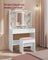 Makeup Stool - Velvet - Matte White - Upholstered with Anti-Slip Pads
