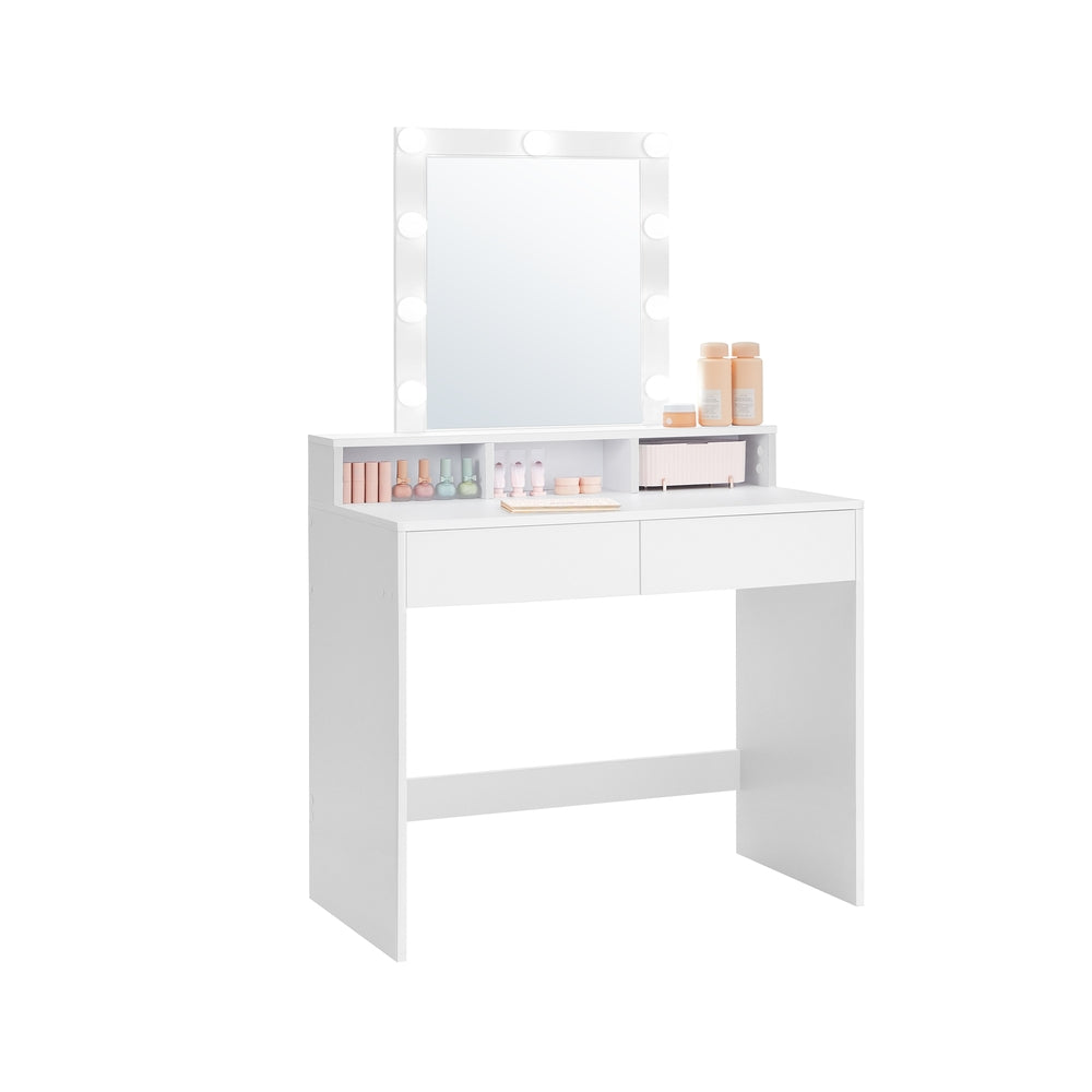 Dressing Table - 80L - Chipboard with Melamine Veneer - Mirror with Light Bulbs