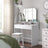 Dressing Table - Wood - White - Tri-Fold Mirror with Drawers and Open Compartments