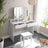 Dressing Table - Wood - White - Tri-Fold Mirror with Drawers and Open Compartments