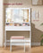 Dressing Table - Wood - White - Large Mirror with Adjustable LED Lights and Storage Compartments