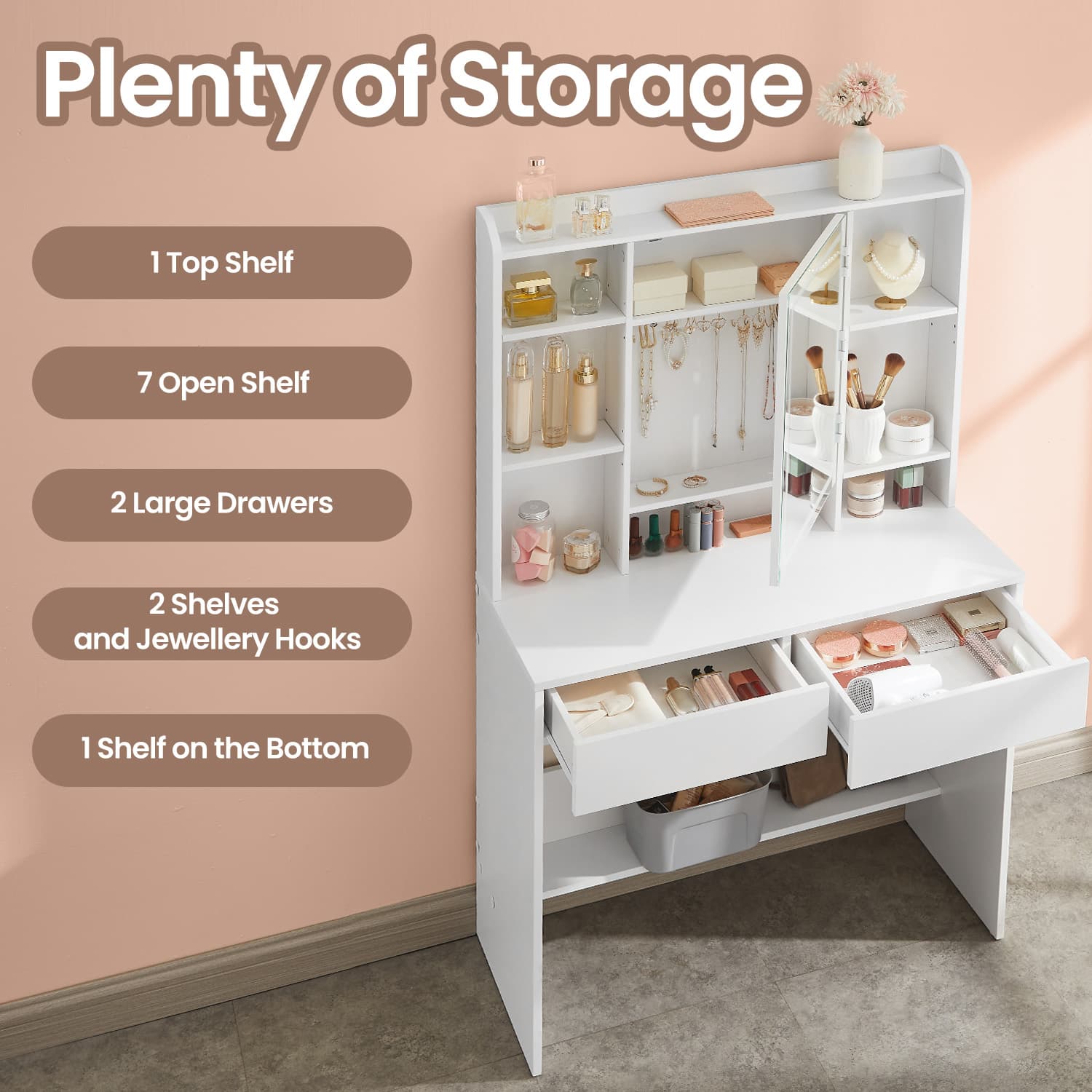 Vanity Table - Wood - White