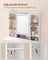 Dressing Table - Wood - Cloud White - Adjustable LED Lights with Mirror and Spacious Storage