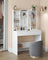Dressing Table - Wood - Cloud White - Adjustable LED Lights with Mirror and Spacious Storage