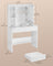 Dressing Table - Engineered Wood - Cloud White - LED Lights with Adjustable Brightness and 2 Drawers