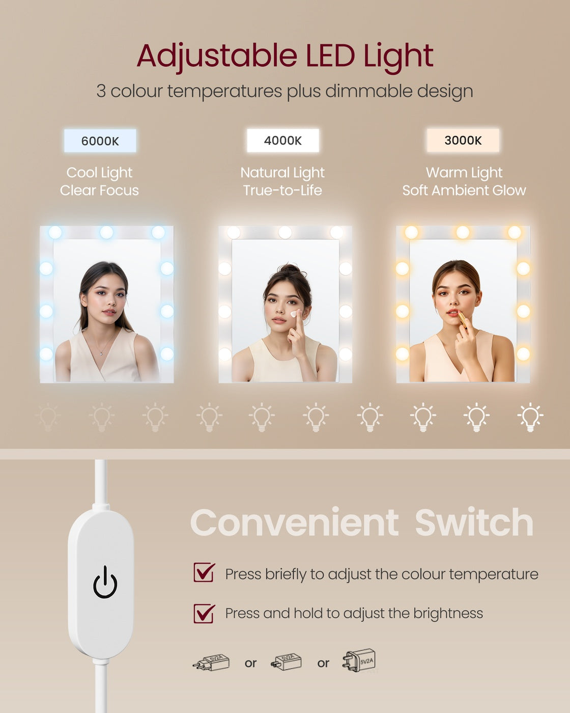 Dressing Table - 140L - Particleboard - LED Lighted Mirror
