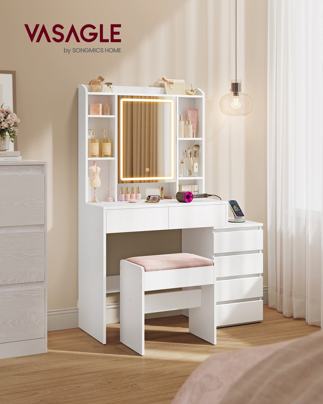 KAILYN Collection - Dressing Table - Wood - Cloud White