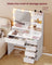 Dressing Table - With Drawers and Charging Outlet - Cloud White - 80 x 40 x 144.3 cm