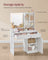 Dressing Table - Wood - Cloud White - Illuminated Mirror with Power Outlets and Drawers
