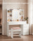 Dressing Table - Engineered Wood - Cloud White - LED Lights with Adjustable Brightness and Drawers