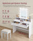 Dressing Table - Wood - White - LED Lights with Adjustable Brightness and Storage Compartments