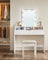 Dressing Table - Wood - White - LED Lights with Adjustable Brightness and Storage Compartments