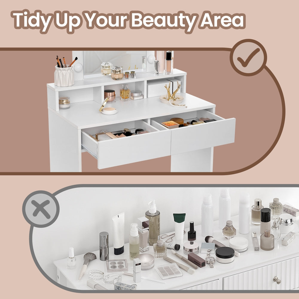 Vanity Makeup Table - 40L - Particleboard - Lighted Mirror