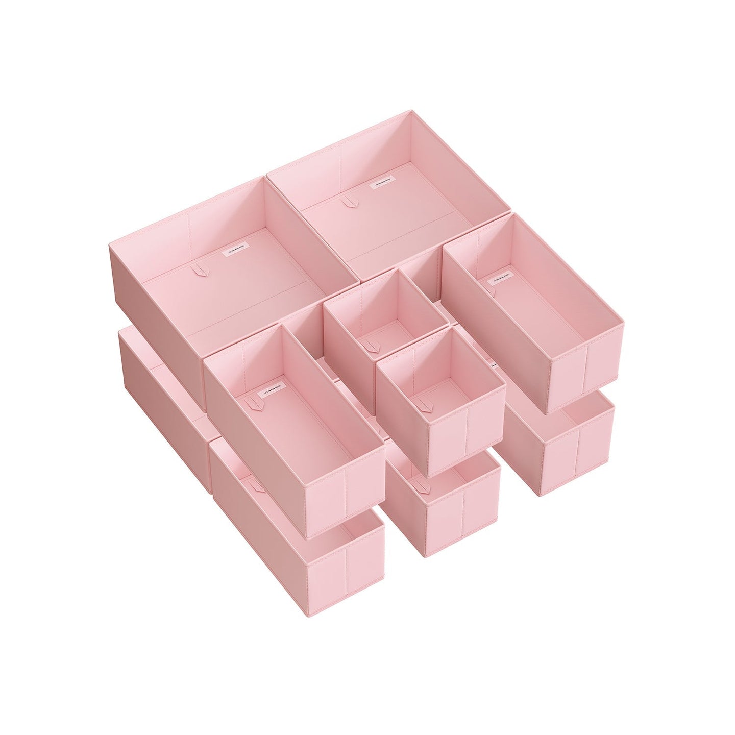 Set of 12 Foldable Fabric Drawer Organisers - Non-Woven Fabric - Jelly Pink - Versatile Storage for Socks