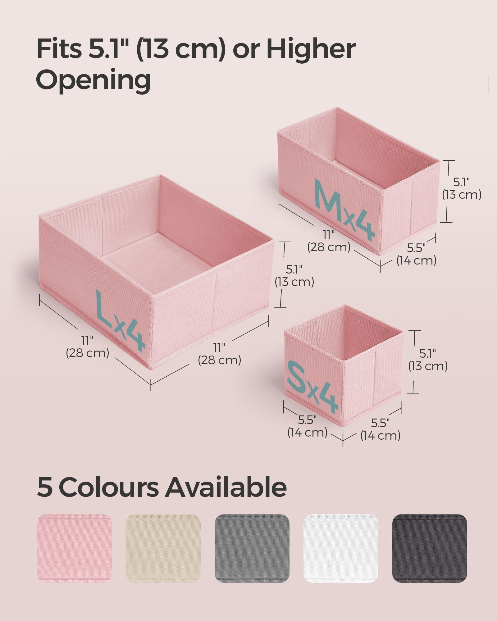 Set of 12 Foldable Fabric Drawer Organisers - Non-Woven Fabric - Jelly Pink - Versatile Storage for Socks