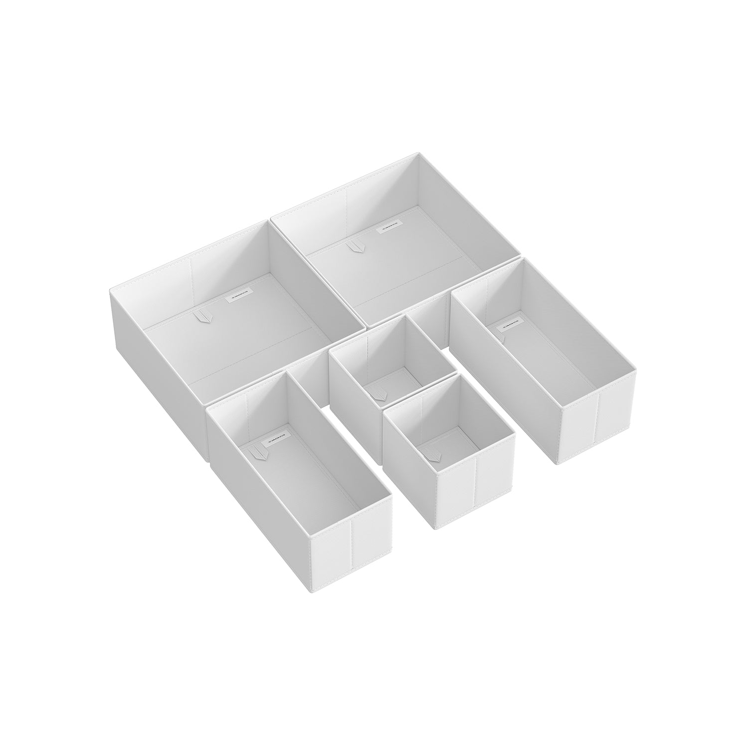 Set of 6 Foldable Fabric Drawer Organisers - Non-Woven Fabric - Cloud White - Versatile Storage for Socks