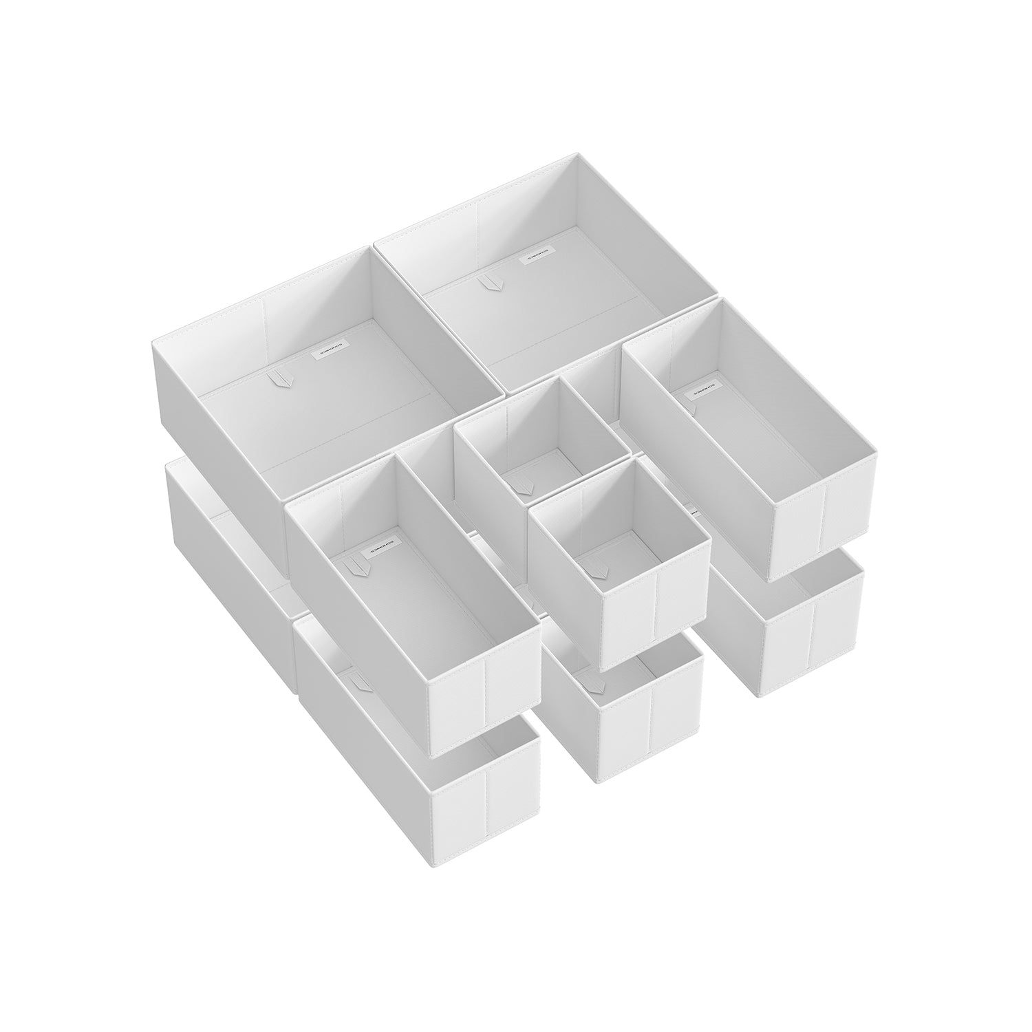 Set of 12 Foldable Fabric Drawer Organisers - Linenette Non-Woven Fabric - Cloud White