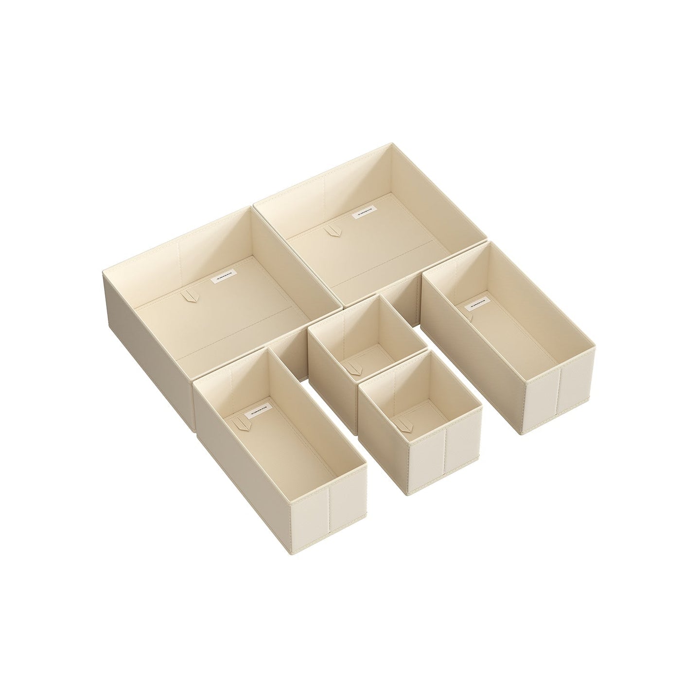 Set of 6 Foldable Fabric Drawer Organisers - Linenette Non-Woven Fabric - Sand Beige - Versatile Storage for Socks