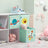 Set of 3 Foldable Toy Storage Boxes - Fabric - Green, Blue, Pink - Space Theme with Handles