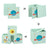 Set of 3 Foldable Toy Storage Boxes - Fabric - Green, Blue, Pink - Space Theme with Handles