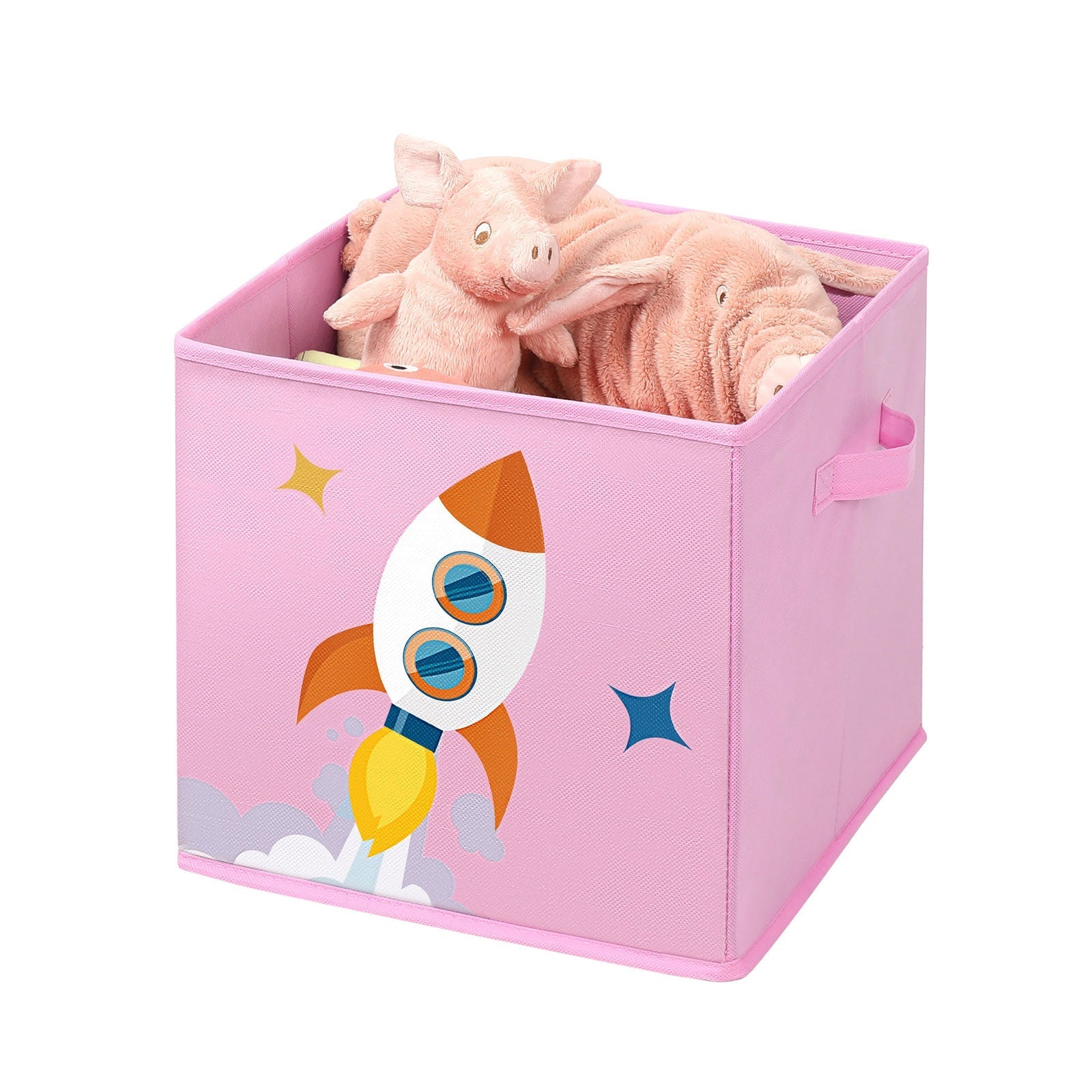 Set of 3 Fabric Storage Boxes - Pink - Foldable Design with Handles