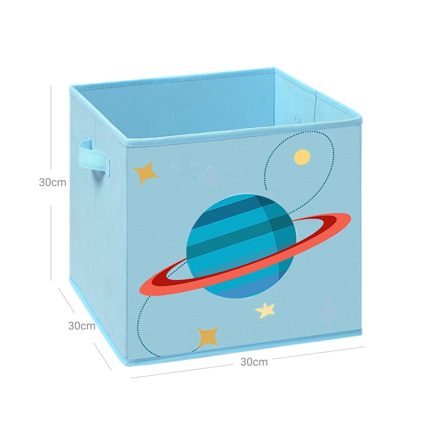 Set of 3 Foldable Storage Organizer Boxes - Fabric - Blue, Green, Pink - Space Theme with Handles