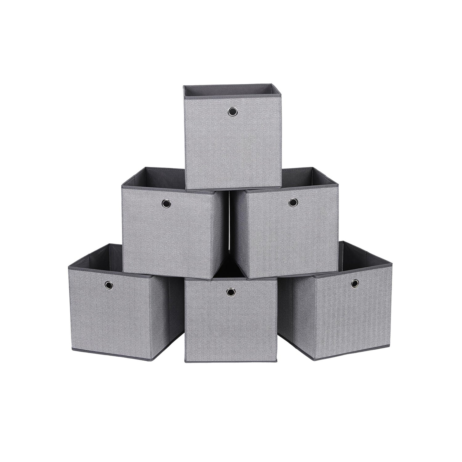 Set of 6 Storage Boxes - Linenette Non-Woven Fabric - Dark Grey - Cube Design for Versatile Organization