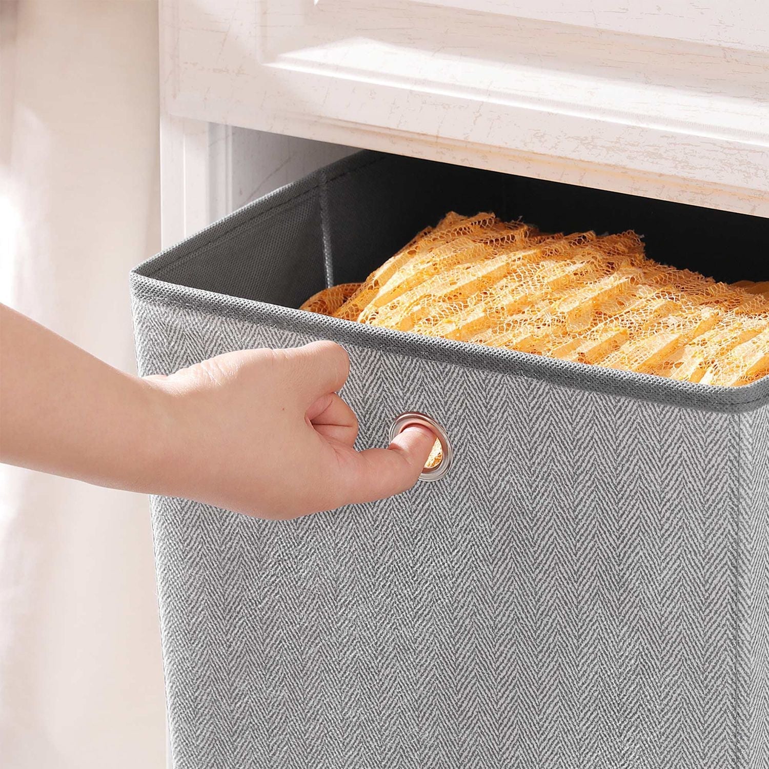 Set of 6 Storage Boxes - Linenette Non-Woven Fabric - Dark Grey - Cube Design for Versatile Organization