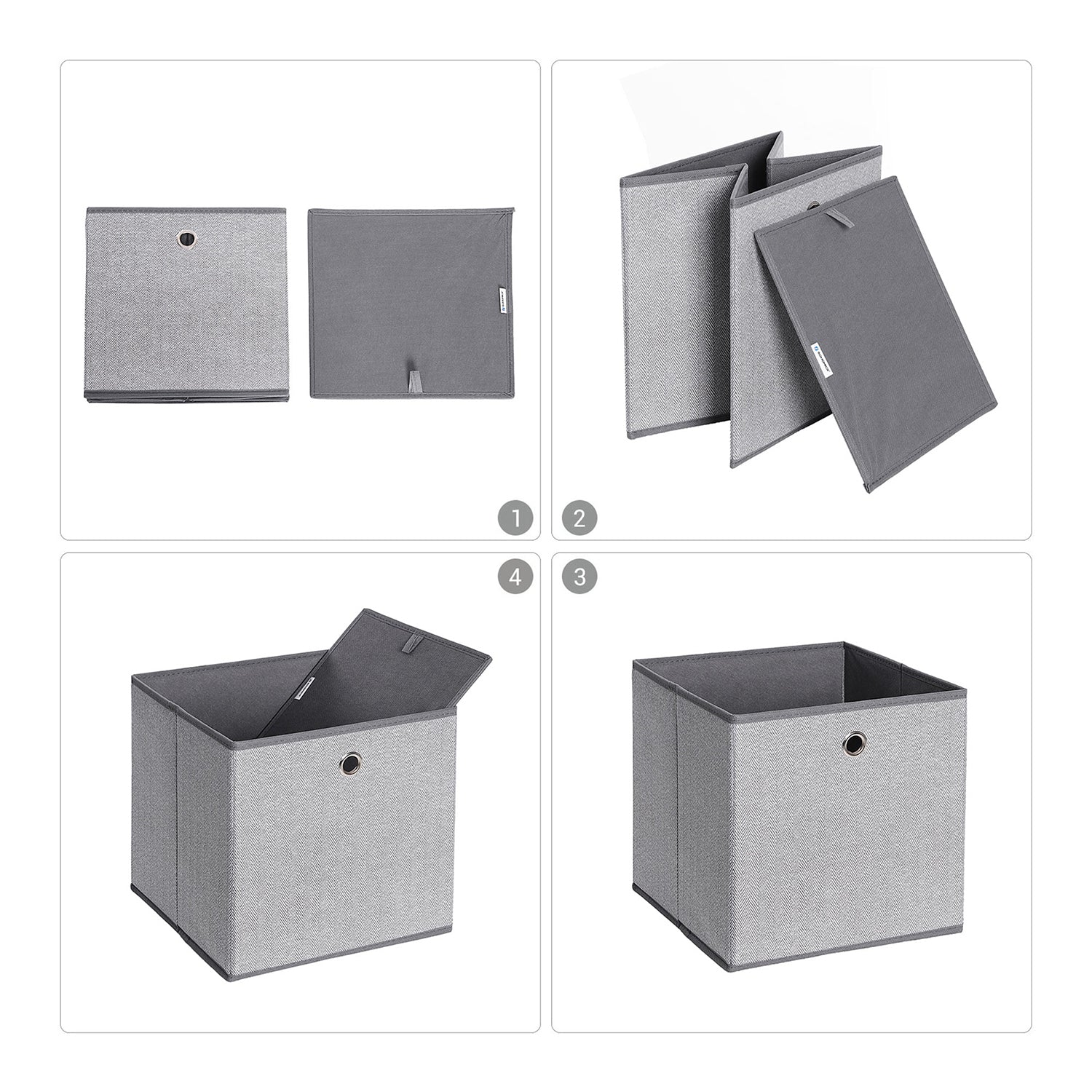 Set of 6 Storage Boxes - Linenette Non-Woven Fabric - Dark Grey - Cube Design for Versatile Organization