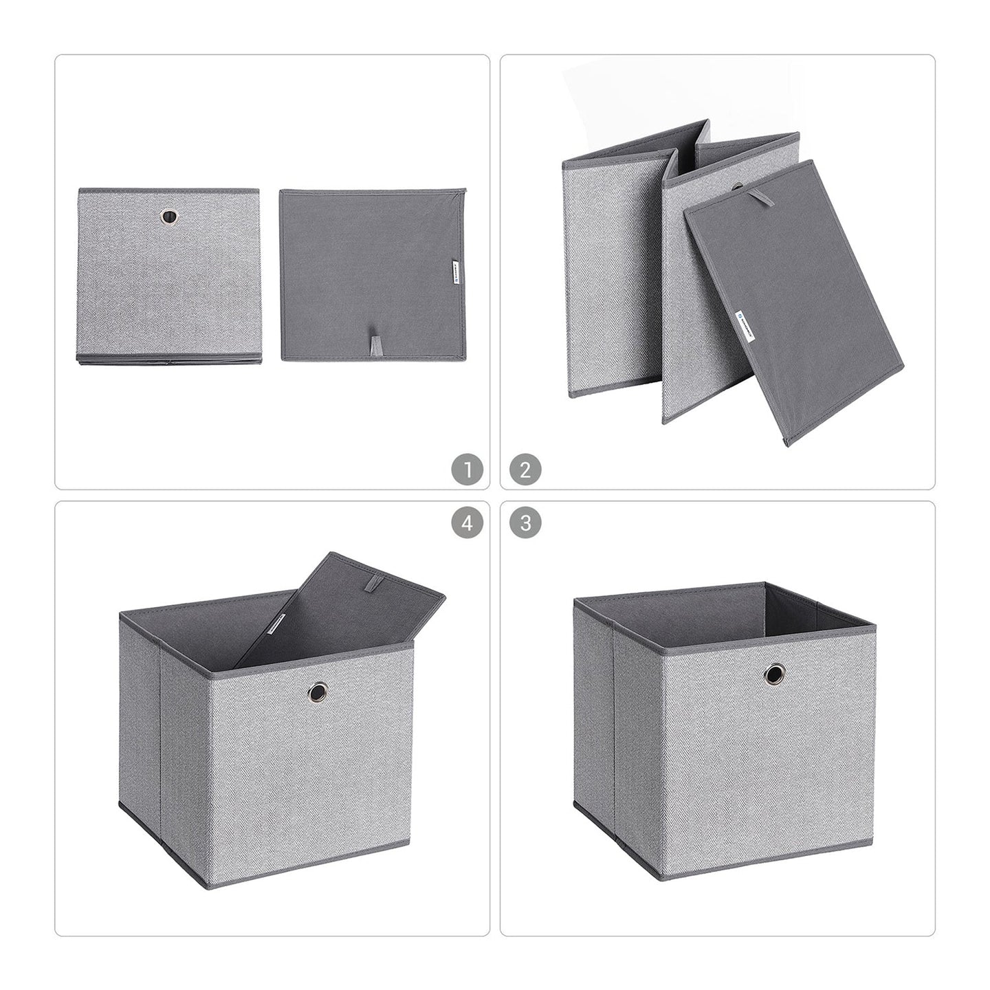 Set of 6 Storage Boxes - Linenette Non-Woven Fabric - Dark Grey - Cube Design for Versatile Organization