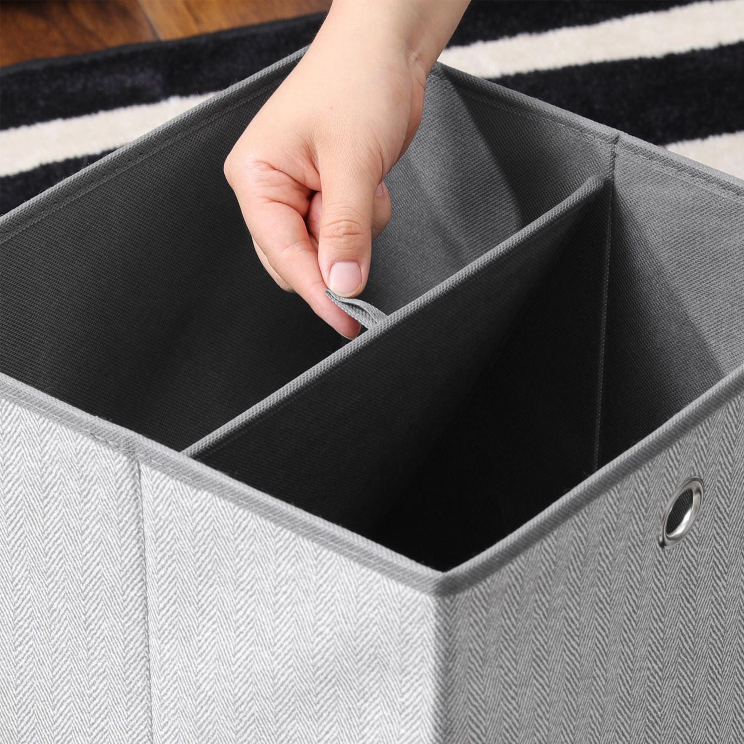 Set of 6 Storage Boxes - Linenette Non-Woven Fabric - Dark Grey - Cube Design for Versatile Organization
