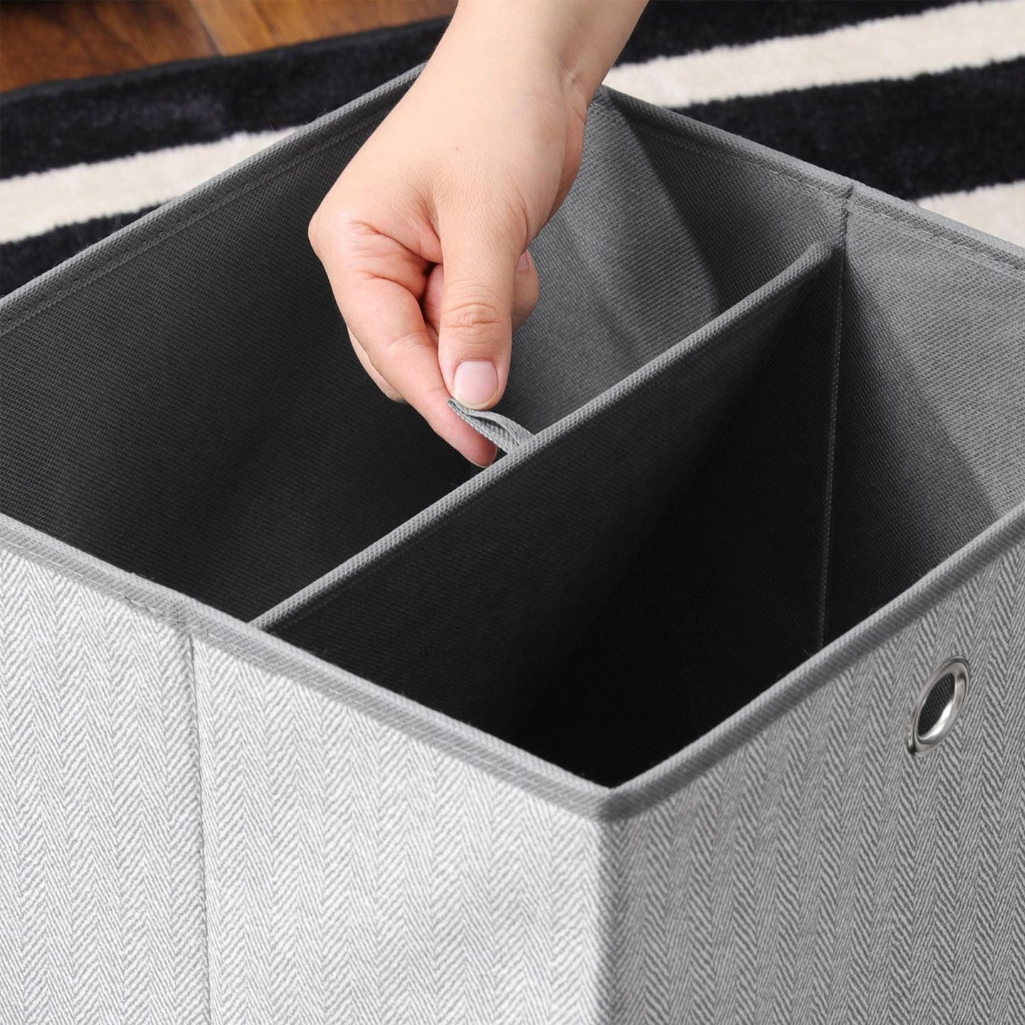 Set of 6 Storage Boxes - Linenette Non-Woven Fabric - Dark Grey - Cube Design for Versatile Organization