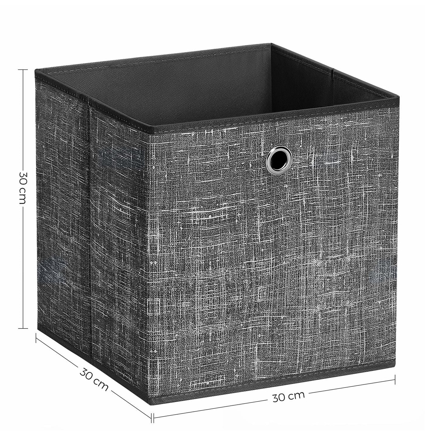 Set of 6 Foldable Non-Woven Fabric Storage Boxes - 30 x 30 x 30 cm - Gray - Includes Handle