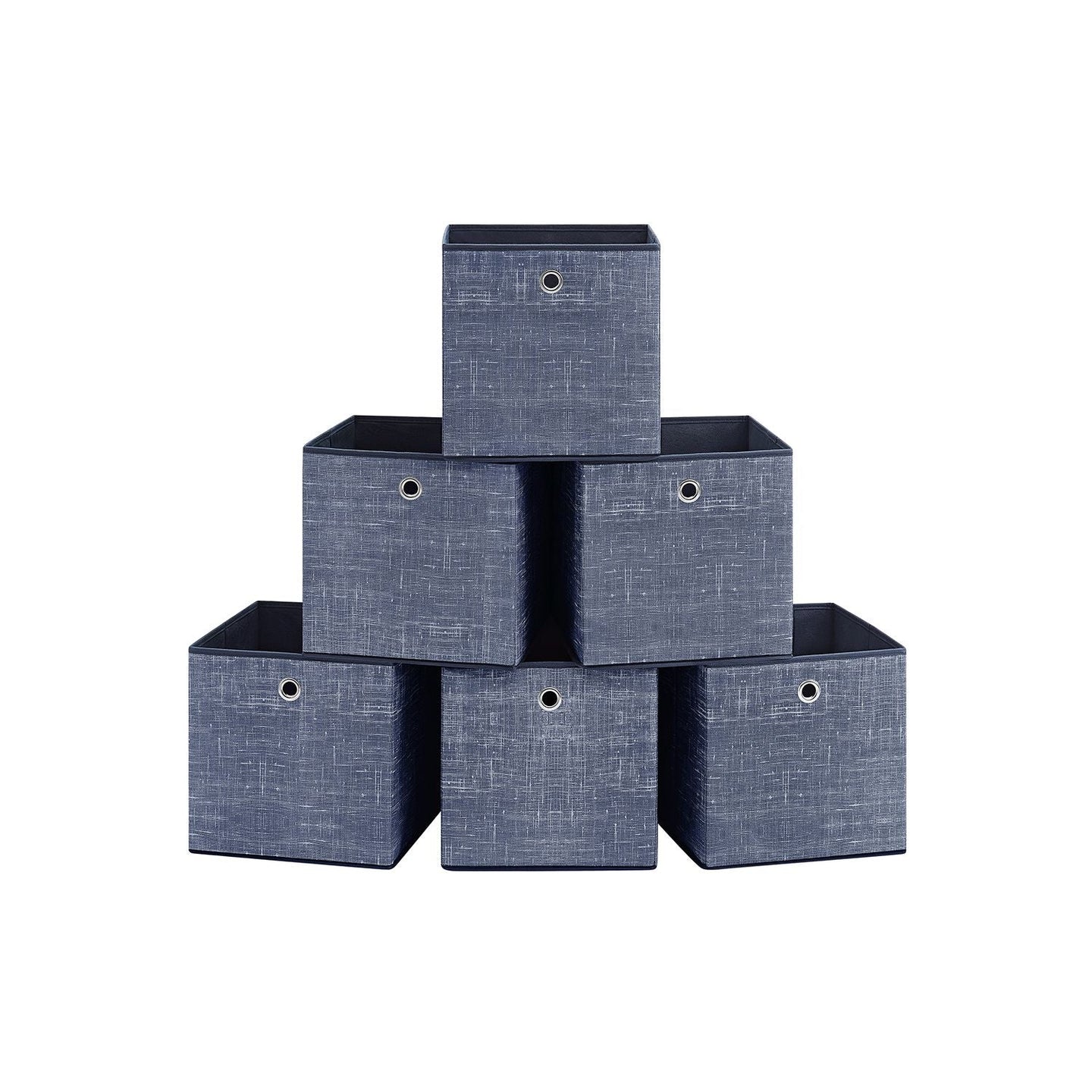 Set of 6 Foldable Non-Woven Fabric Storage Boxes - 30 x 30 x 30 cm - with Handle
