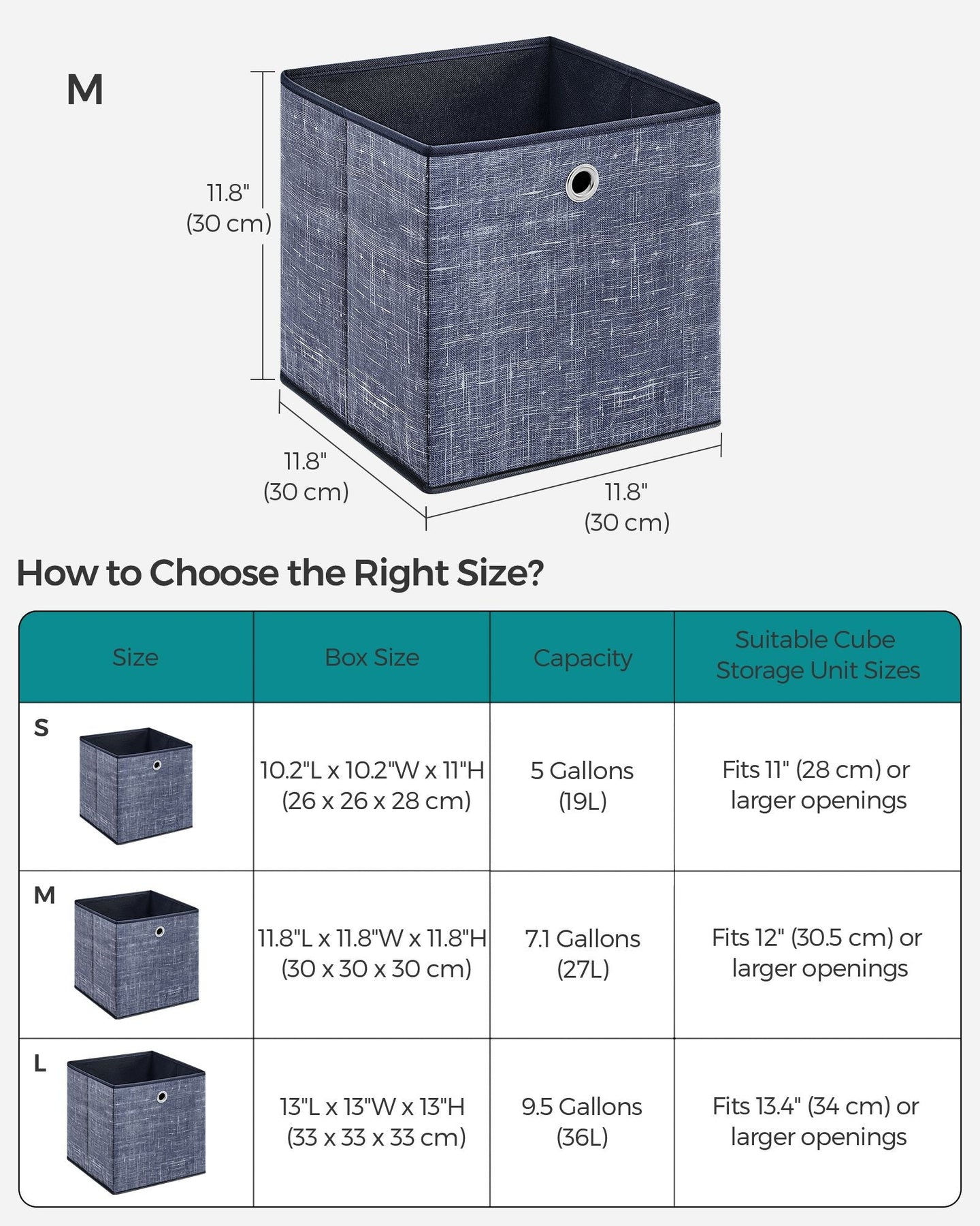Set of 6 Foldable Non-Woven Fabric Storage Boxes - 30 x 30 x 30 cm - with Handle