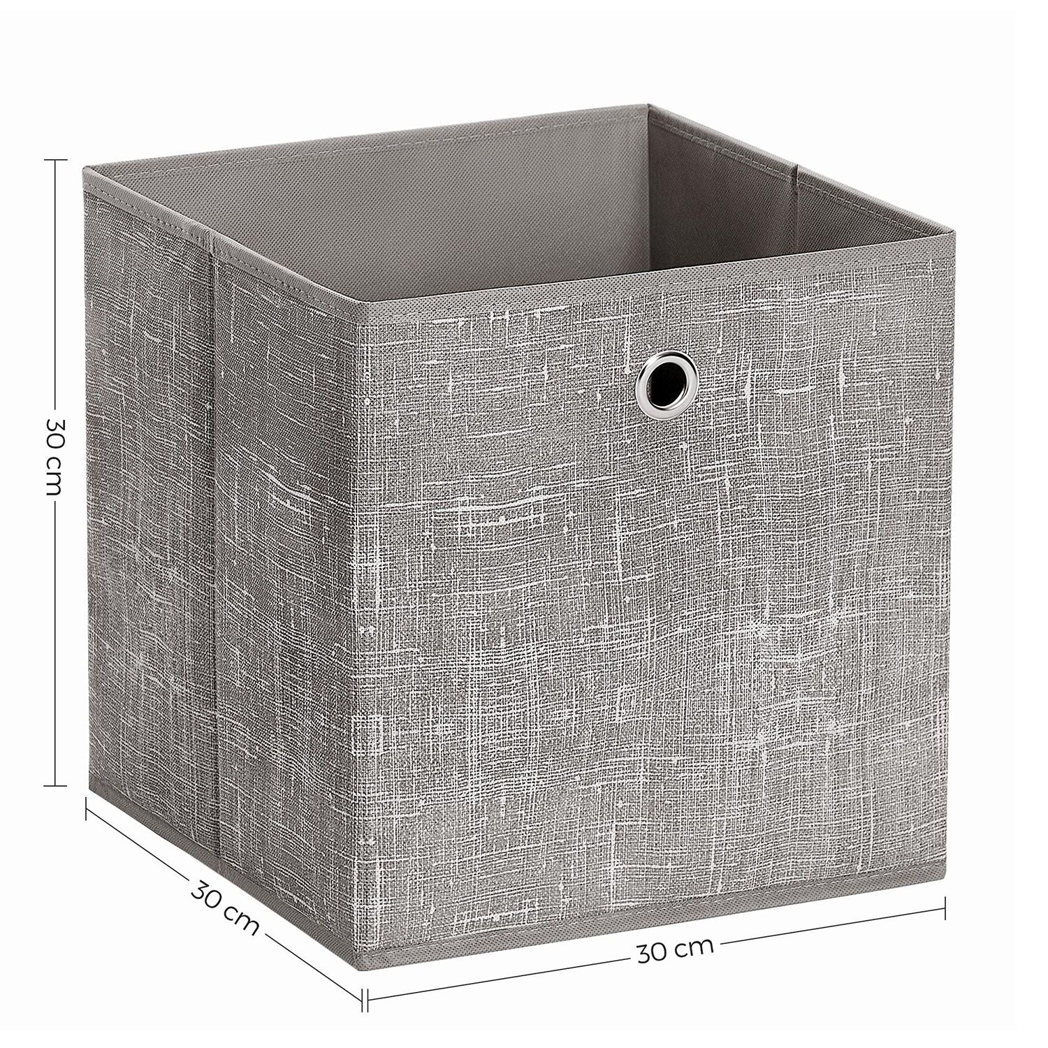 Set of 6 Foldable Non-Woven Fabric Storage Boxes - 30 x 30 x 30 cm - Gray - Includes Handle