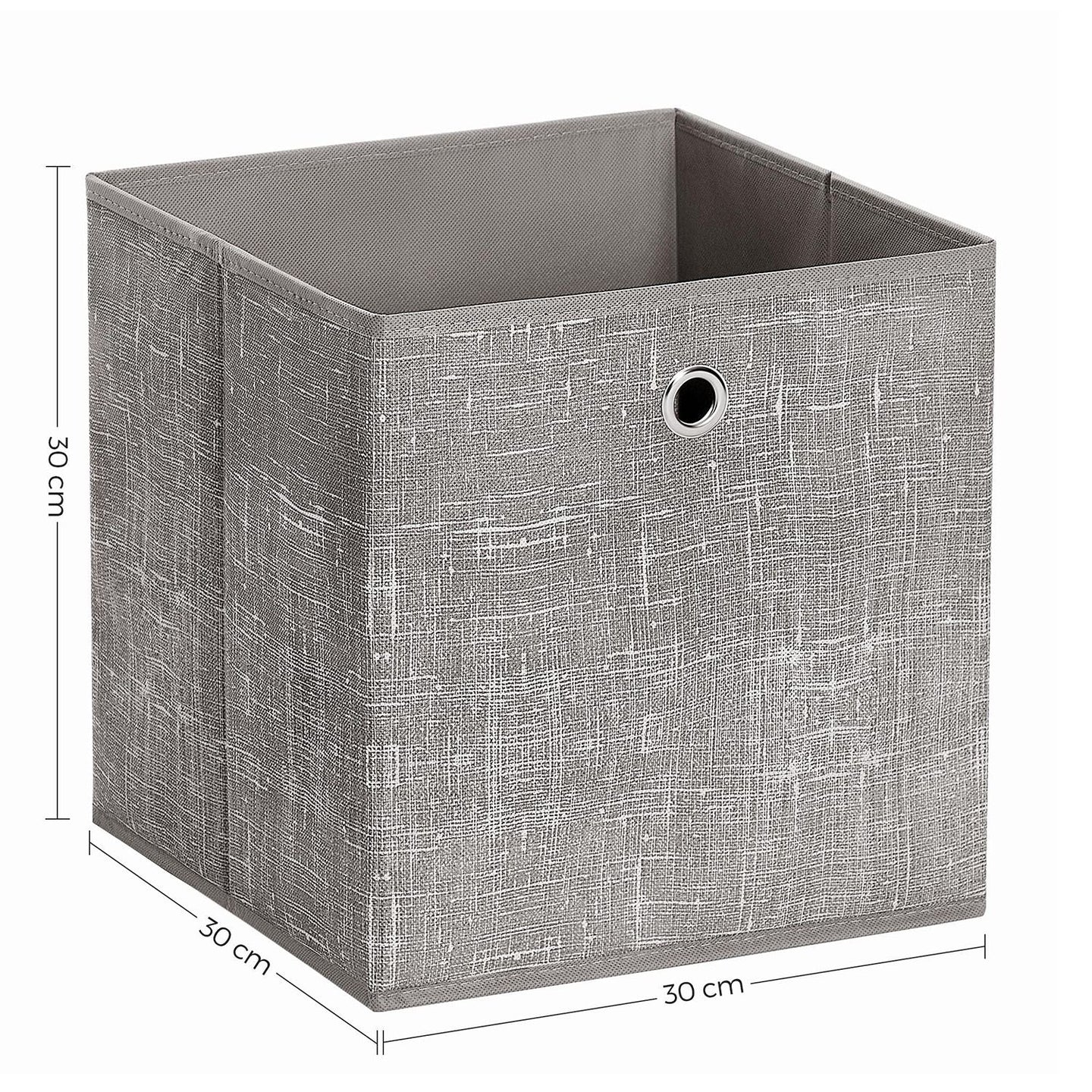 Set of 6 Foldable Non-Woven Fabric Storage Boxes - 30 x 30 x 30 cm - Gray - Includes Handle