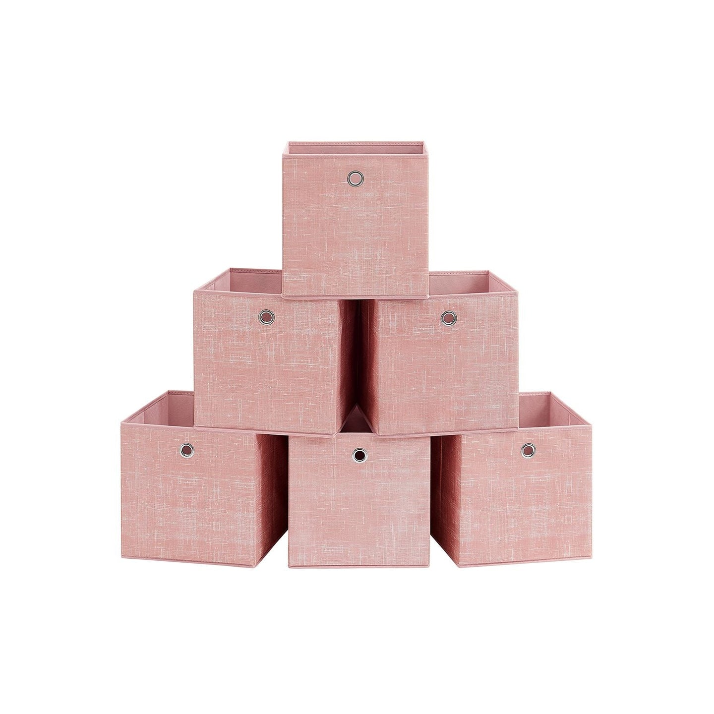Set of 6 Foldable Non-Woven Fabric Storage Boxes - 30 x 30 x 30 cm - Gray - Includes Handle
