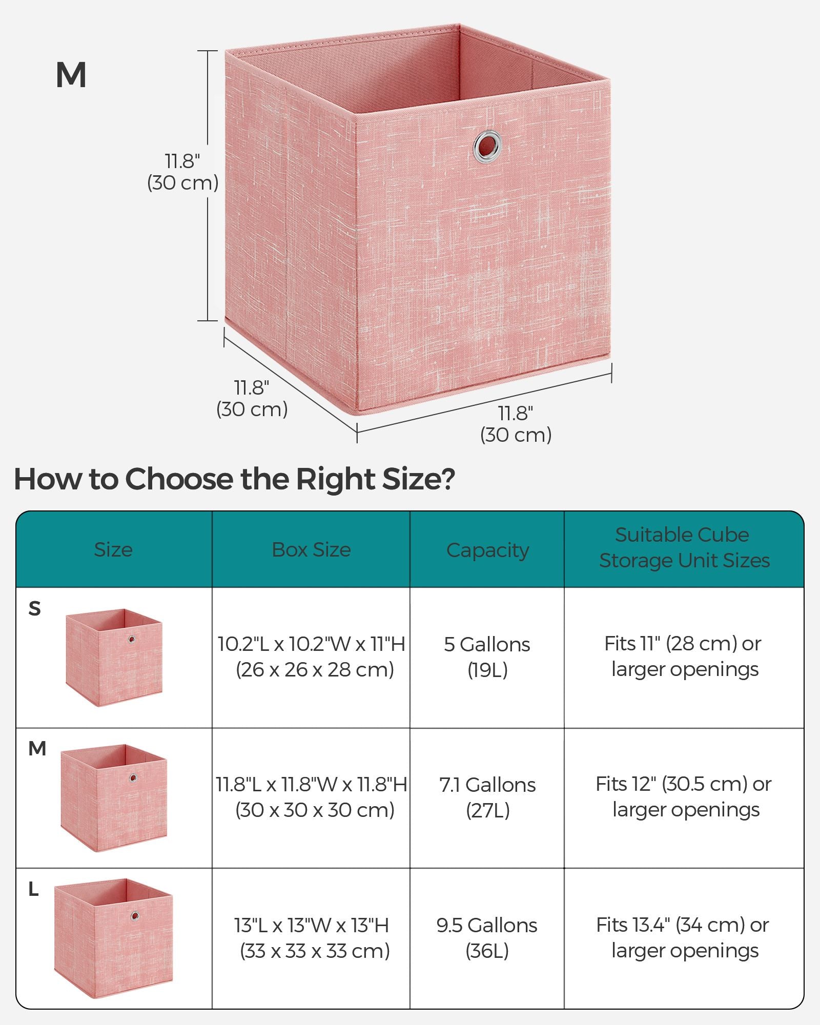 Set of 6 Foldable Non-Woven Fabric Storage Boxes - 30 x 30 x 30 cm - Gray - Includes Handle
