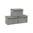 Set of 3 Fabric Storage Boxes - Linen - Grey - with Lid and Cotton Handles