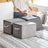 Set of 3 Fabric Storage Boxes - Linen - Grey - with Lid and Cotton Handles