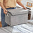 Set of 3 Fabric Storage Boxes - Linen - Grey - with Lid and Cotton Handles