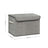 Set of 3 Fabric Storage Boxes - Linen - Grey - with Lid and Cotton Handles