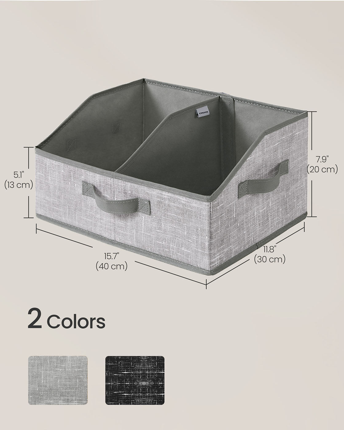 Set of 6 Collapsible Storage Boxes - Fabric - Cattail Grey - Versatile Organizers with 3 Handles