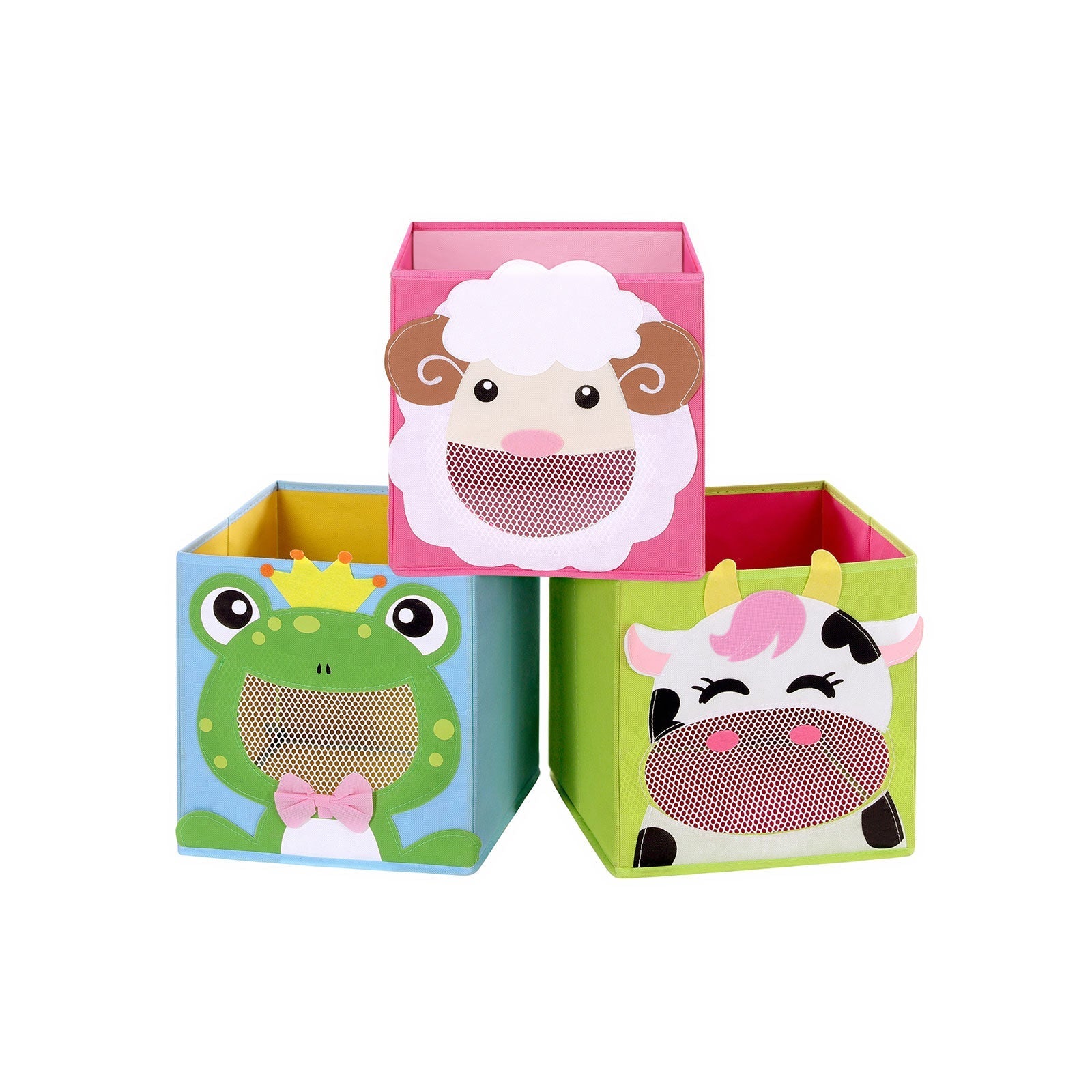 Foldable Storage Boxes - Fabric - Multicolor - Set of 3 with Animal Motifs