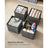 Set of 6 Foldable Fabric Storage Boxes - 30 x 30 x 30 cm - Heathered Black - Convenient Fingerhole